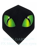 THOR-DARTS FX schwarz mit grünen Augen Set (3 Stück) 100 micron Flights